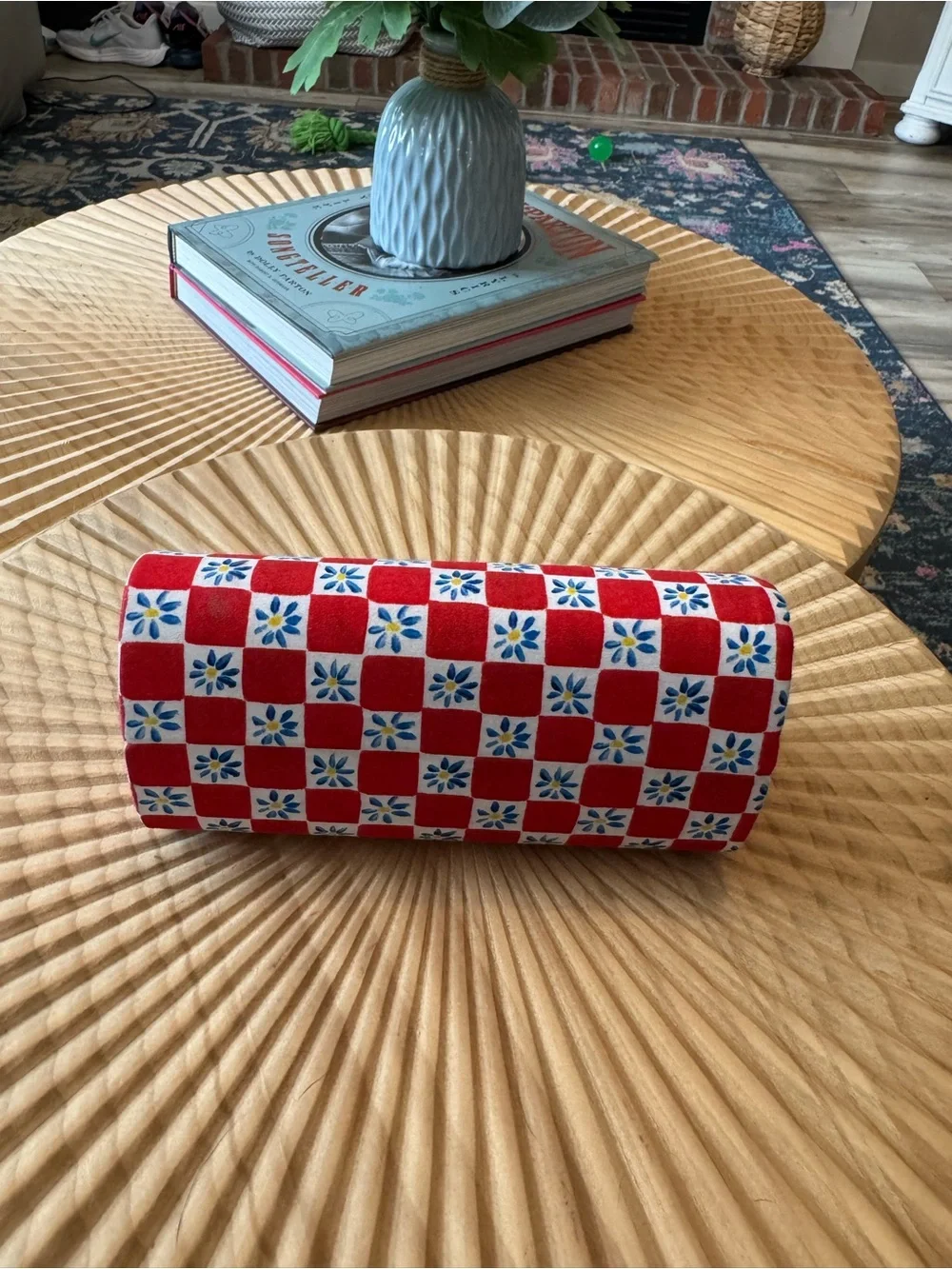 Dolce & Gabbana hard eyeglasses case vibrant red and white checkered pattern